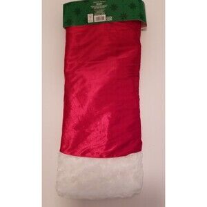 Festive Voice Tree Skirt Red & White Fluff Edging Velour Shimmer Look 48 " Size